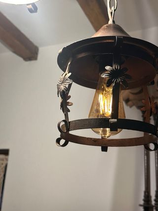 Lámpara colgante rústica metal, marron