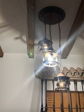 Lámpara colgante rústica metal, marron