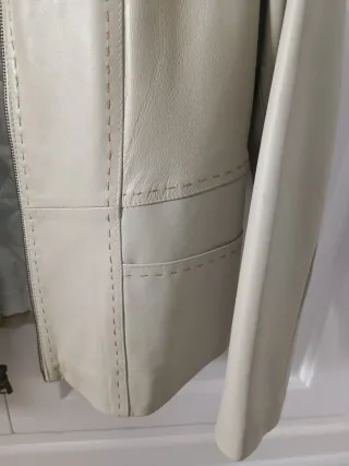 Chaqueta de cuero Corty Bennett beige mujer