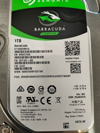 Disco Seagate Barracuda 1TB 3.5" 7200rpm 64MB SATA