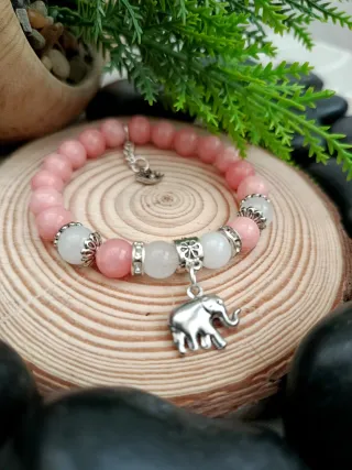 Pulsera elástica con elefante plateado
