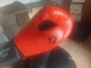 Saco de boxeo y guantes.