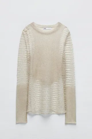 Suéter Zara Malla Metalizado Dorado Talla Única