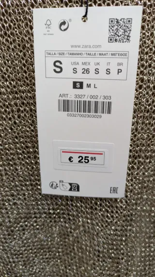 Suéter Zara Malla Metalizado Dorado Talla Única