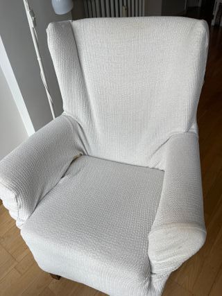 Butaca orejero tela naranja/rosa