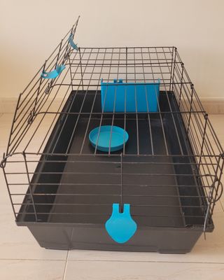 Jaula cobaya/conejo negra y azul