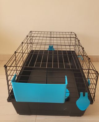 Jaula cobaya/conejo negra y azul