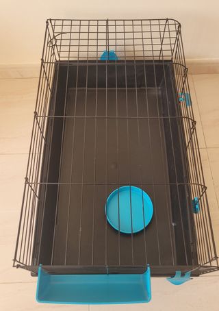 Jaula cobaya/conejo negra y azul