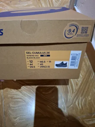 Asics Gel Cumulus 26 Talla 46.5 UK 11 Negras