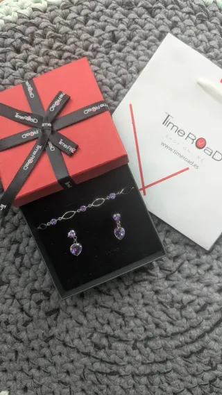 Conjunto amatista: pulsera y pendientes