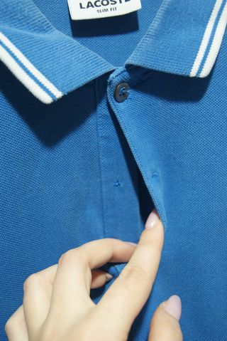 Polo Lacoste Azzurro con Profili Bianchi - Taglia