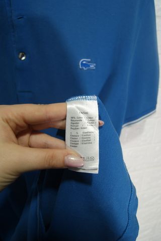 Polo Lacoste Azzurro con Profili Bianchi - Taglia