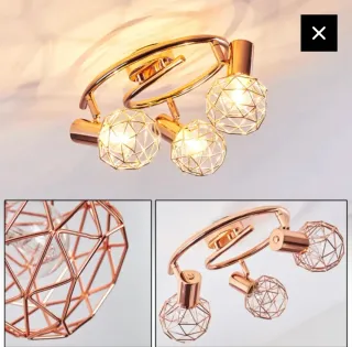 Lámpara Cobre Jaula Geometría Diseño Nueva