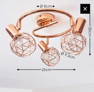 Lámpara Cobre Jaula Geometría Diseño Nueva