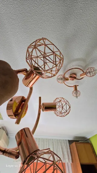 Lámpara Cobre Jaula Geometría Diseño Nueva