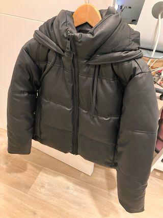 Chaqueta Polipiel Zara Negra Talla S.