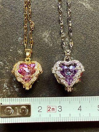 Collar Corazón Cristal dorado y Plateado