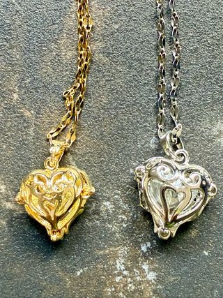 Collar Corazón Cristal dorado y Plateado