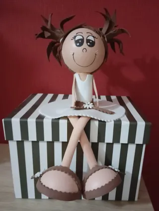 Caja decorativa rayas marrones y blancas