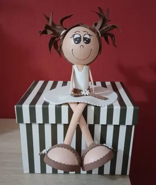 Caja decorativa rayas marrones y blancas