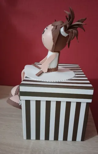 Caja decorativa rayas marrones y blancas