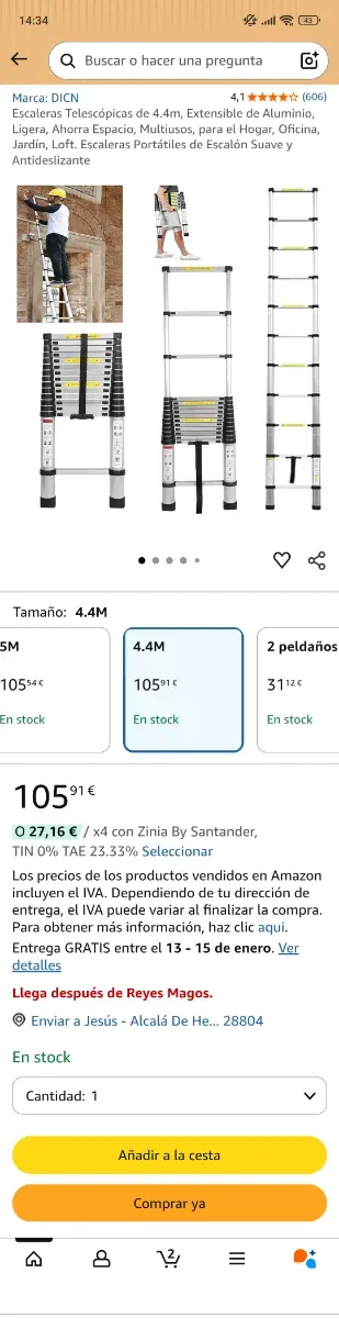 Escalera telescópica plegable (SIN USAR)