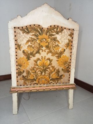 Sillón Luis XV vintage blanco y oro madera