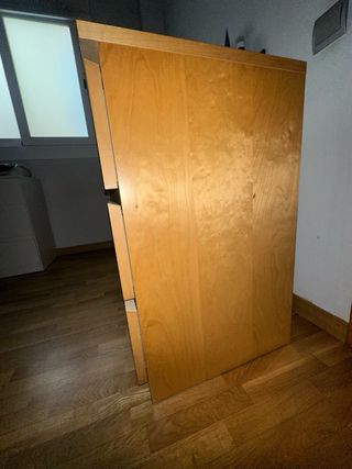 Cómoda baja madera clara 6 cajones