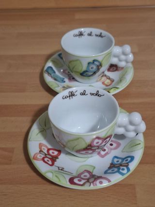 Set 2 Tazzine Caffè Thun linea Farfalle in festa
