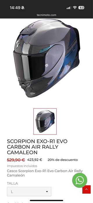 Casco Scorpion Exo R1 Evo Carbon Air Camaleón - L