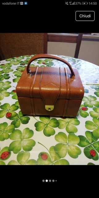 Beauty case vintage in pelle anni 70 elegante