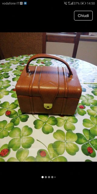 Beauty case vintage in pelle anni 70 elegante