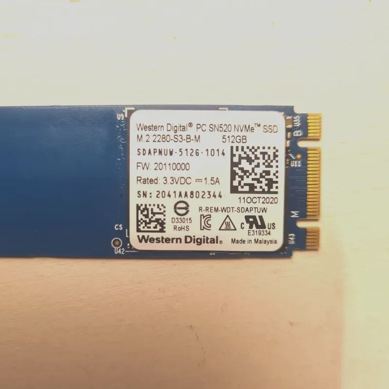 Disco SSD NVMe Western Digital SN520 512GB M.2 2280