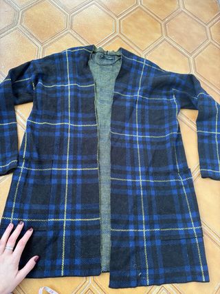 Chaqueta cuadros azul y amarillo talla única