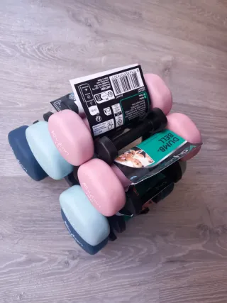 Juego de mancuernas fitness 12kg con soporte NUEVO