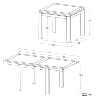 Mesa comedor extensible 90/180 de madera