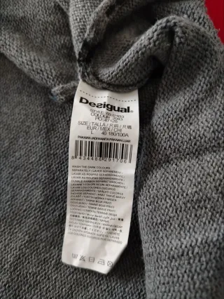 Cardigan Desigual grigio multicolor collo ampio