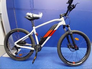 Bicicleta eléctrica MTB Rockrider E-ST 100 Blanco Rojo