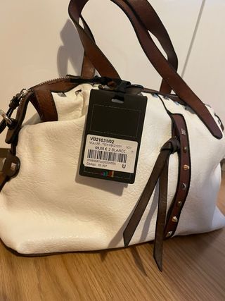 Bolso blanco y marrón mujer