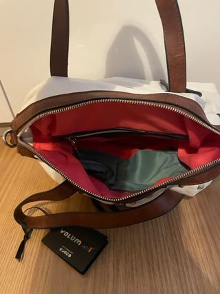 Bolso blanco y marrón mujer