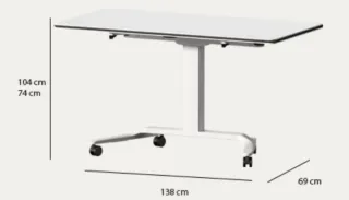 Mesa oficina elevable y plegable blanca