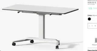 Mesa oficina elevable y plegable blanca
