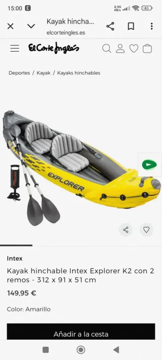 Kayak hinchable Intex Explorer 2 plazas a estrenar