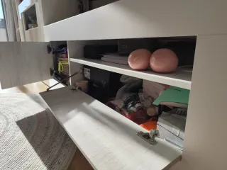 Mueble TV diseño blanco y madera