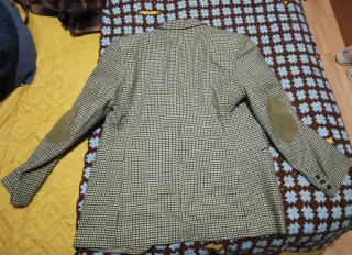 Americana cuadros beige y verde