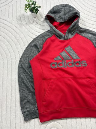 Adidas Hoodie Performance Vermelho & Cinza Mescla