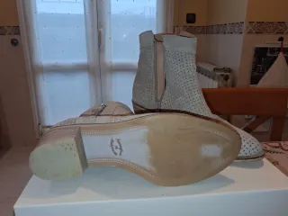 Botín primavera piel tipo ante beige arena t.39 .