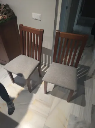 Juego 4 Sillas Madera Wengue Tapiz Gris