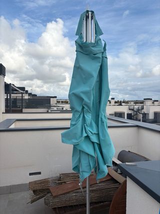 Sombrilla terraza grande turquesa