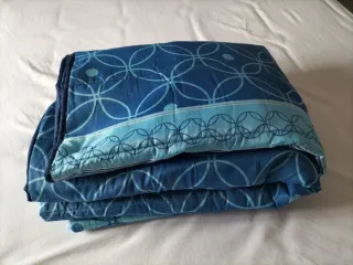 Colcha Edredón Cama 150 Azul y Turquesa
